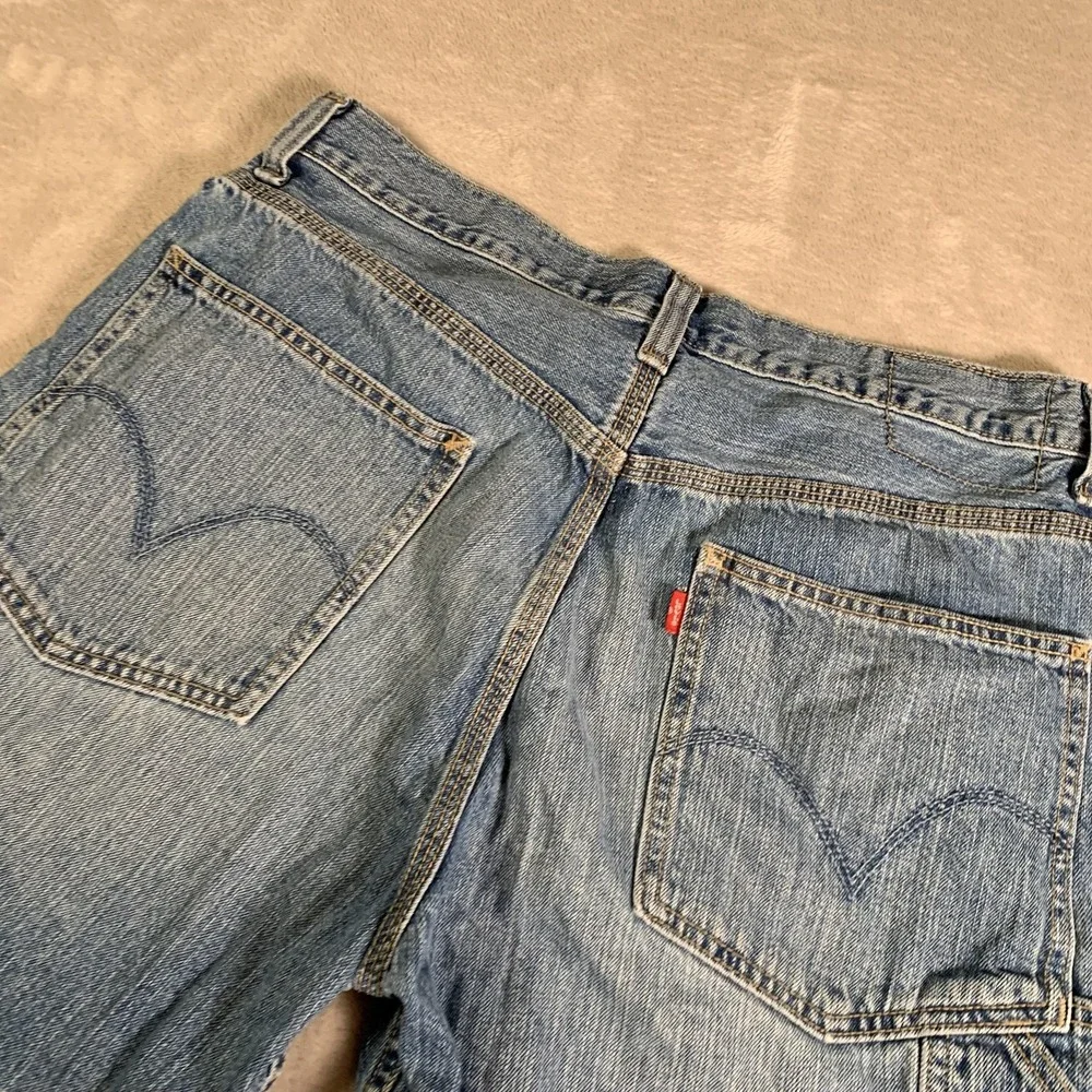 VTG Levis Carpenter Shorts Mens 33 Blue Denim Utility Hammer Loop‎ Workwear Zip